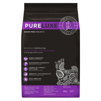 Сухой корм для собак PureLuxe мелких пород с индейкой, горошком и лососем (Пур Люкс)